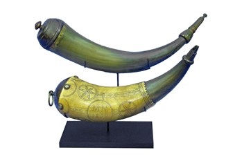Powder Horns displayed on H-arms