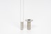 White stanchion with wood floor mount socket