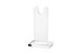 Clear acrylic display stand in front of white background