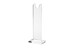 Clear acrylic display stand in front of white background