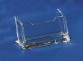 A clear acrylic display mount in front of a blue background