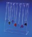 Acrylic mount with multi-colored necklaces displayed on it